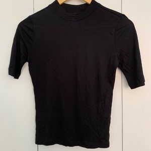 Black short sleeve mock turtleneck